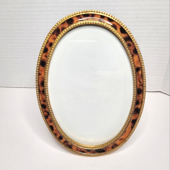 Leopard Print Enamel Gold Trim Oval Metal and Glass Picture Frame - Picture 1 of 7